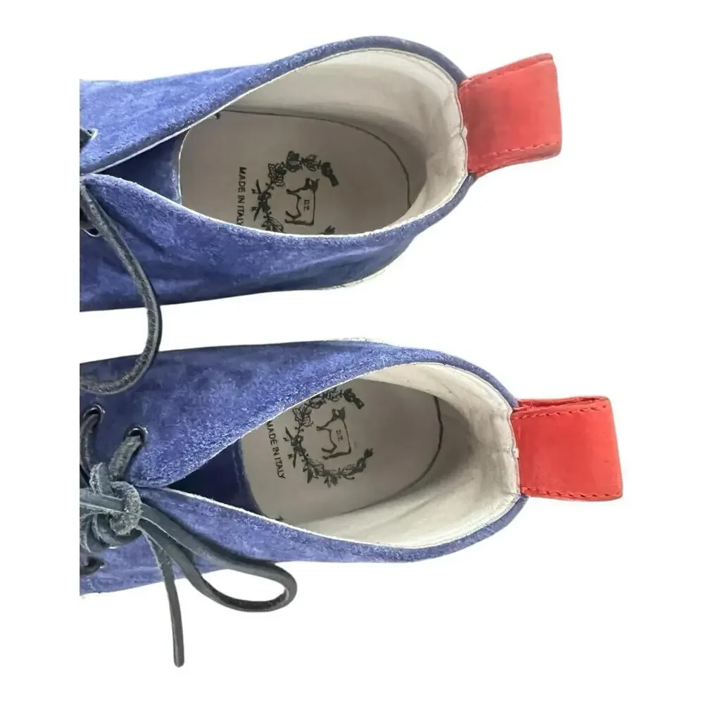 Rare Del Toro Blue Suede Boots Water Drop Sole Italy Luxury Chukka Mens Size 8